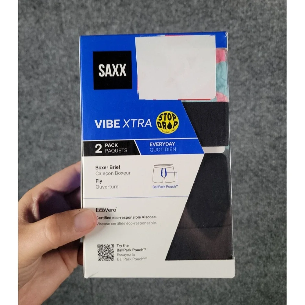 SAXX Vibe XTRA Boxer Brief 2 Pack Mens Small Super Soft Moisture Wicking NWT